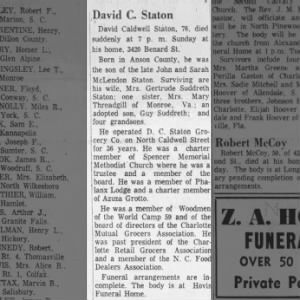 Obituary for David Caldwell Staton